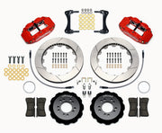 Wilwood front brake kit for Genesis Coupe, red Superlite 6R calipers and 13.06-inch slotted rotors laid out