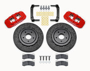 Wilwood Corvette-style carbon-ceramic front kit with red AERO6 calipers, textured carbon-ceramic rotors, pads and mounting hardware