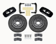Wilwood Corvette-style carbon-ceramic front kit with black AERO6 calipers, textured carbon-ceramic rotors, pads and mounting hardware
