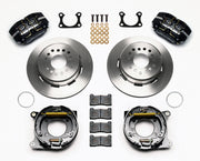 Wilwood Big Ford 2.36-inch-offset rear parking-brake kit laid out with black calipers, plain-face rotors, parking-brake assemblies, pads and mounting hardware