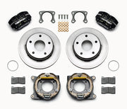 Wilwood Big Ford Bronco rear parking-brake kit laid out with black calipers, plain-face rotors, parking-brake assemblies, pads and mounting hardware