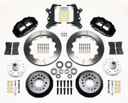 Wilwood full-size Ford/Edsel/Mercury front Superlite brake kit laid out with black calipers, slotted rotor rings, hats, wheel hubs, pads and brackets