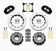 Wilwood six-lug F-150 rear Superlite 6R brake kit laid out with black calipers, slotted rotors and hats, pads and mounting brackets