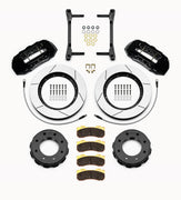 Wilwood black TX6R front kit for GM HD trucks, with 15-inch slotted rotors, separate hats, pads, brackets and braided hoses laid out