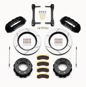 Wilwood black TX6R rear kit for GM HD trucks, with 15.5-inch slotted rotors, separate hats, pads, brackets and braided hoses laid out