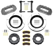 Wilwood gray TX6R front kit for eight-lug GM/H2 trucks, with 16-inch slotted rotors, separate hats, pads, brackets and hardware laid out
