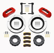 Wilwood red TX6R front kit for eight-lug GM/H2 trucks, with 16-inch slotted rotors, separate hats, pads, brackets and hardware laid out