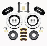 Wilwood black TX6R front kit for eight-lug GM/H2 trucks, with 16-inch slotted rotors, separate hats, pads, brackets and hardware laid out