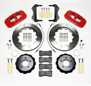 Wilwood red AERO6 front kit for standard RWD Chrysler/Dodge applications, with 14.25-inch slotted rotors, hats, pads, brackets and braided hoses laid out