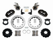 Wilwood C4 Corvette rear MC4 kit layout with black Superlite 4R calipers, 12.88-inch drilled-and-slotted rotors, MC4 parking calipers, hats, pads and brackets