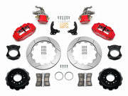 Wilwood C4 Corvette rear MC4 kit layout with red Superlite 4R calipers, 12.88-inch GT-slotted rotors, MC4 parking calipers, hats, pads and brackets