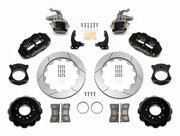 Wilwood C4 Corvette rear MC4 kit layout with black Superlite 4R calipers, 12.88-inch GT-slotted rotors, MC4 parking calipers, hats, pads and brackets