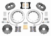 Wilwood S2000 front race kit layout with gray anodized Forged Superlite 6R calipers, 12.88-inch GT-slotted rotors, separate dynamic hats, pads and mounting brackets