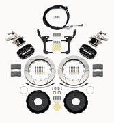 Wilwood NC MX-5 Miata rear MC4 kit layout with black Narrow Dynapro Radial calipers, 12.88-inch GT-slotted rotors, MC4 parking calipers, hats, pads and brackets