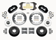 Wilwood 5x5 ProSpindle 12.88-inch front kit layout with black Superlite 6R calipers, 12.88-inch GT-slotted rotors, aluminum hats, separate hubs, pads, bearings and mounting hardware