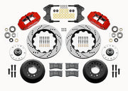 Wilwood 5x5 ProSpindle 14-inch front kit layout with red Superlite 6R calipers, 14.00-inch drilled-and-slotted rotors, aluminum hats, separate hubs, pads, bearings and mounting hardware