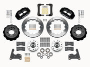 Wilwood C-body 12.88-inch Superlite front kit layout with black Superlite 6R calipers, 12.88-inch GT-slotted rotors, aluminum hats, separate hubs, pads, bearings and mounting hardware