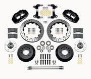 Wilwood 1982–1992 Camaro/Firebird 12.88-inch front kit layout with black Superlite 6R calipers, 12.88-inch drilled-and-slotted rotors, aluminum hats, separate hubs, pads, bearings and mounting hardware