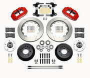 Wilwood 1982–1992 Camaro/Firebird 14-inch front kit layout with red Superlite 6R calipers, 14.00-inch GT-slotted rotors, aluminum hats, separate hubs, pads, bearings and mounting hardware