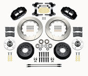 Wilwood 1982–1992 Camaro/Firebird 14-inch front kit layout with black Superlite 6R calipers, 14.00-inch GT-slotted rotors, aluminum hats, separate hubs, pads, bearings and mounting hardware