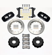 Wilwood C10 modular Pro Drop AERO6 front kit layout with black AERO6 calipers, 14.00-inch GT-slotted rotors, aluminum hats, pads and mounting brackets