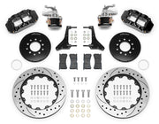Wilwood black Detroit Speed Corvette rear kit with Superlite service and separate MC4 parking calipers, drilled-and-slotted rotor rings, hats, pads and brackets
