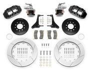 Wilwood black Detroit Speed Corvette rear kit with Superlite service and separate MC4 parking calipers, slotted rotor rings, hats, pads and brackets