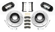 Wilwood black Ram SRW rear kit laid out with slotted integral parking-hat rotors, braided hoses, pads and brackets