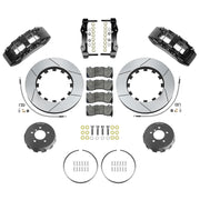 Wilwood black fifth-generation Camaro 14-inch front package with slotted dynamic lug-drive rotor rings, gray hats, retaining hardware, pads and brackets