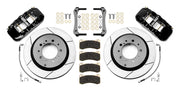 Wilwood black Toyota/Lexus 14.50-inch rear kit laid out with slotted integral parking-hat rotors, braided hoses, pads and brackets