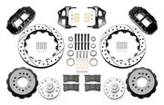 Wilwood black CPP Tri-Five 12.88-inch front kit with drilled-and-slotted rotor rings, separate hats, hubs, bearings, seals, pads and mounting brackets