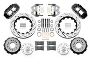 Wilwood black CPP Tri-Five 14-inch Superlite front kit with drilled-and-slotted rotor rings, separate hats, hubs, bearings, seals, pads and mounting brackets