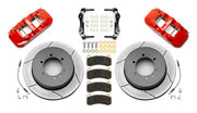 Wilwood red Patrol Y61 rear kit laid out with slotted integral parking-hat rotors, braided hoses, pads and brackets