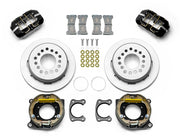Wilwood black new-style Big Ford 2.50-inch-offset rear kit with plain-face parking-hat rotors, internal parking-shoe assemblies, service calipers, pads and brackets