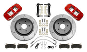 Wilwood Ram 1500 rear 15.00-inch GT-slotted brake kit layout with red AERO4 calipers, one-piece rotors, pads, brackets, flexlines and fasteners