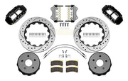 Wilwood black rear brake kit for Jeep Gladiator JT applications, laid out with drilled and slotted 14.00-inch rotors, hats, pads, brackets and hardware