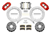 Wilwood red rear brake kit for Jeep Gladiator JT applications, laid out with slotted 14.00-inch rotors, hats, pads, brackets and hardware