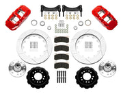 Wilwood red front brake kit for GM G-Body and related disc-spindle applications, laid out with two-piece slotted 14.00-inch rotors, hubs, bearings, pads, brackets and fasteners