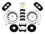 Wilwood black front brake kit for 1994–2004 Ford Mustang applications, laid out with drilled and slotted 14.00-inch rotors, hats, pads, brackets and hardware
