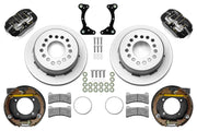 Wilwood black rear brake kit for Ford Explorer 8.8 low-profile 2.54-inch offset applications, laid out with one-piece undrilled 11.00-inch rotors, internal parking shoe assemblies, pads, brackets and fasteners