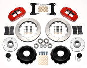 Wilwood red front brake kit for Chevrolet/GMC six-lug 13.06-inch Superlite drop-spindle applications, laid out with two-piece slotted 13.06-inch rotors, hubs, bearings, pads, brackets and fasteners