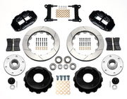 Wilwood black front brake kit for Chevrolet/GMC six-lug 13.06-inch Superlite drop-spindle applications, laid out with two-piece slotted 13.06-inch rotors, hubs, bearings, pads, brackets and fasteners