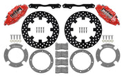 Wilwood red front brake kit for Can-Am Maverick X3 UTV6 applications, laid out with dynamic drilled 11.25-inch rotors, adapters, pads, caliper brackets and fasteners