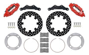 Wilwood red rear brake kit for Polaris RZR Turbo S UTV6 applications, laid out with dynamic drilled 11.25-inch rotors, adapters, pads, caliper brackets and fasteners