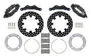 Wilwood black rear brake kit for Polaris RZR Turbo S UTV6 applications, laid out with dynamic drilled 11.25-inch rotors, adapters, pads, caliper brackets and fasteners