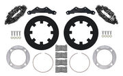Wilwood black rear brake kit for Polaris RZR Turbo S UTV6 applications, laid out with dynamic undrilled 11.25-inch rotors, adapters, pads, caliper brackets and fasteners