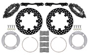 Wilwood black front brake kit for Polaris RZR 1000 and RS1 UTV6 applications, laid out with dynamic drilled 11.25-inch rotors, adapters, pads, caliper brackets and fasteners