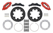 Wilwood red rear brake kit for Polaris RZR 1000 and RS1 UTV6 applications, laid out with dynamic drilled 11.25-inch rotors, adapters, pads, caliper brackets and fasteners