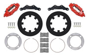 Wilwood red rear brake kit for Polaris RZR 1000 and RS1 UTV6 applications, laid out with dynamic undrilled 11.25-inch rotors, adapters, pads, caliper brackets and fasteners