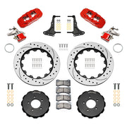Wilwood custom C7-upright rear 14.00-inch brake kit, red AERO4 and MC4 calipers with srp drilled & slotted rings and hats
